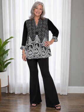 COVER CHARGE Blazer Button Front Embroidered Black Textured White XL